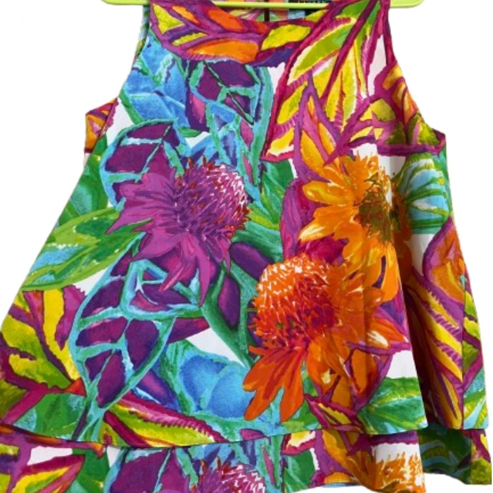 Lauren Ralph Lauren Women’s Vibrant Multi Floral Print Layered Summer Top Sz-M - Picture 2 of 4